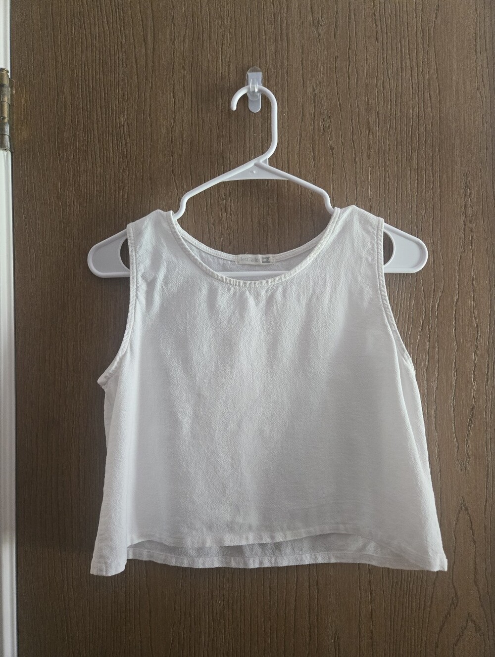 White Cotton Linen Blend Crop Top